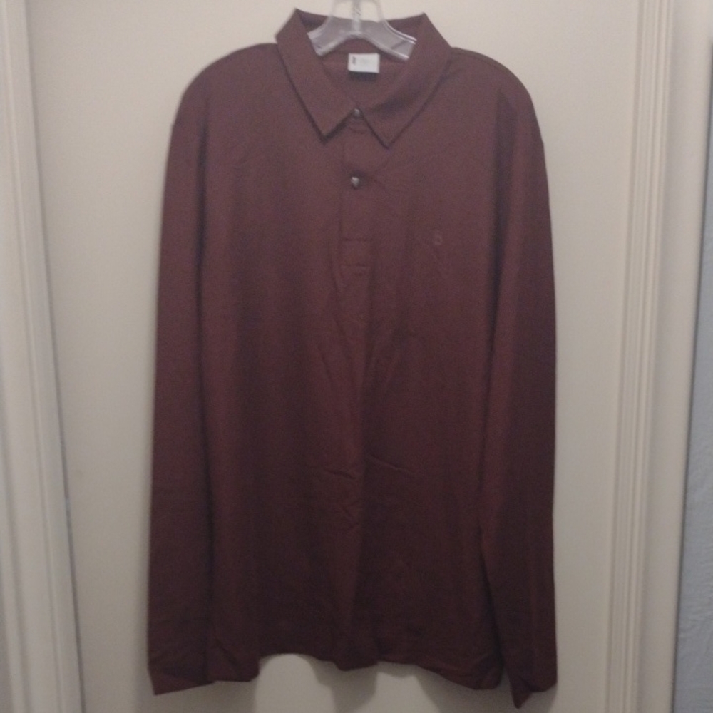 Bogner Men's Maroon Long Sleeve Polo Shirt (J455)